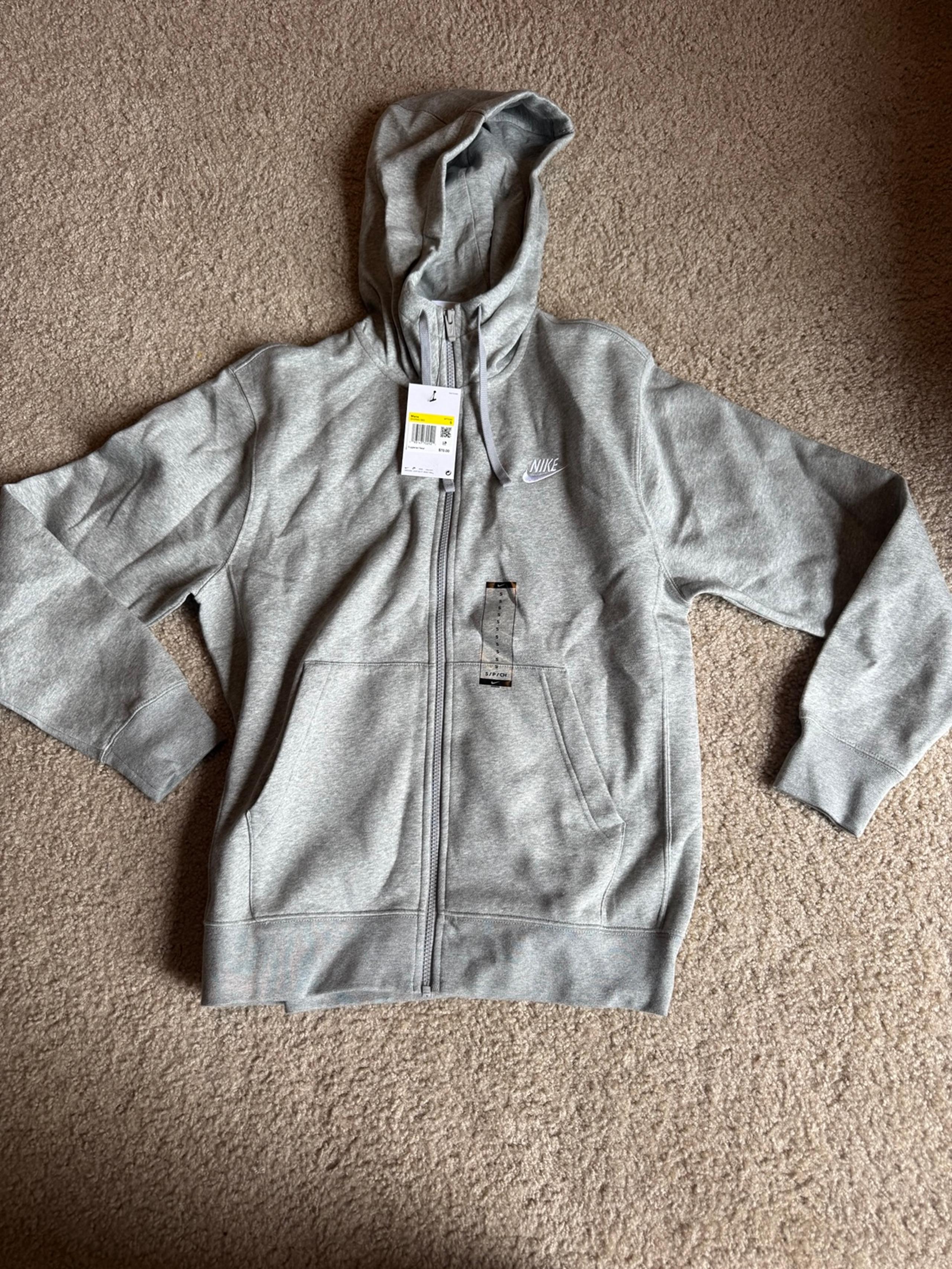 Nike Sportswear Club Fleece Full Zip Hoodie Jacket Gray BV2645-063 Men's Small