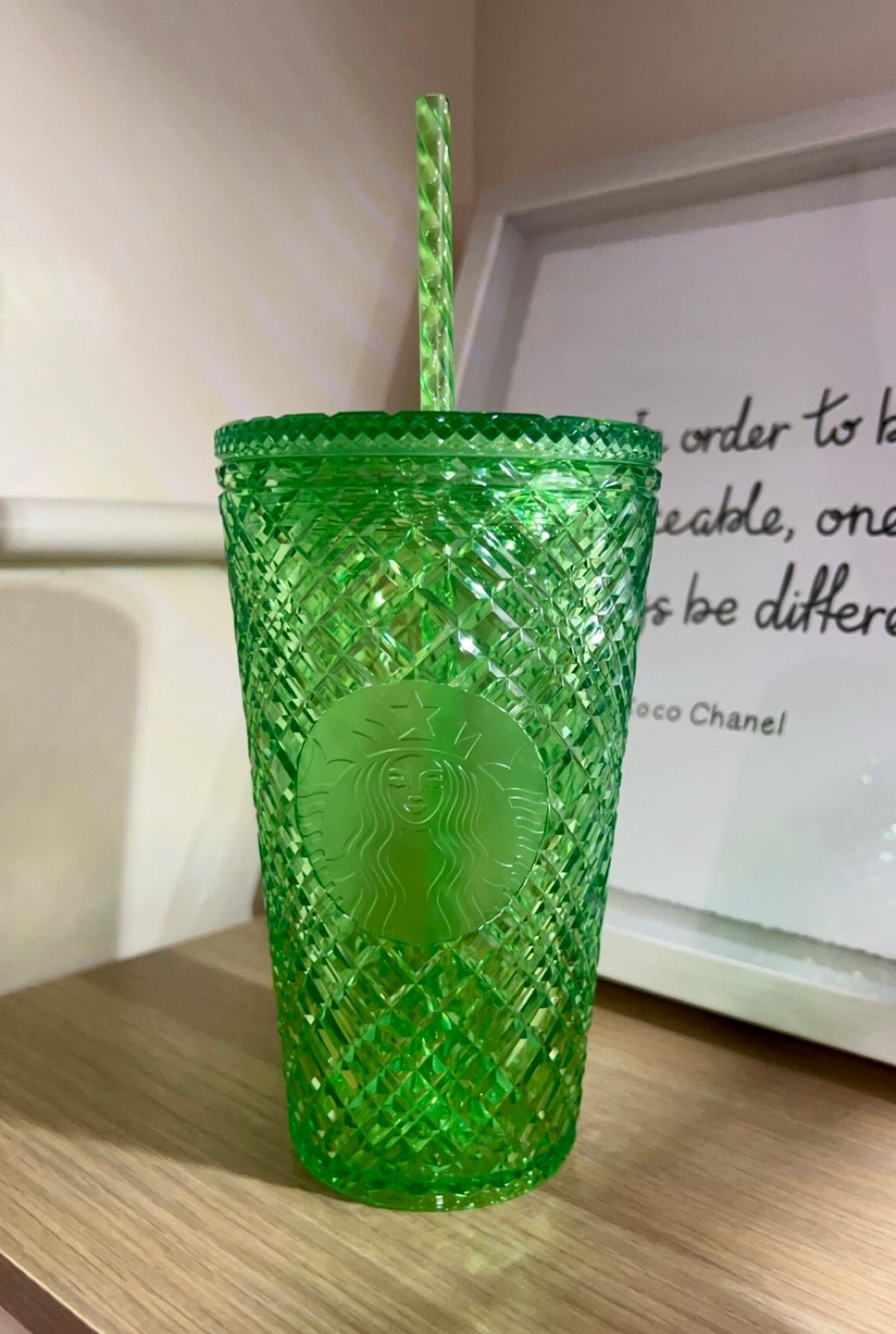 Starbucks 16oz EUR Green Jeweled Plastic Tumbler