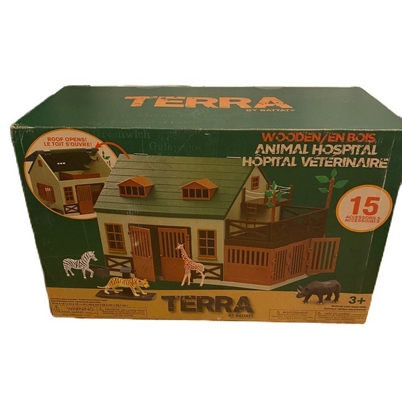 Terra By Battat – 15 Pcs Animal Hospital Pretend & Play Set Wooden NEW