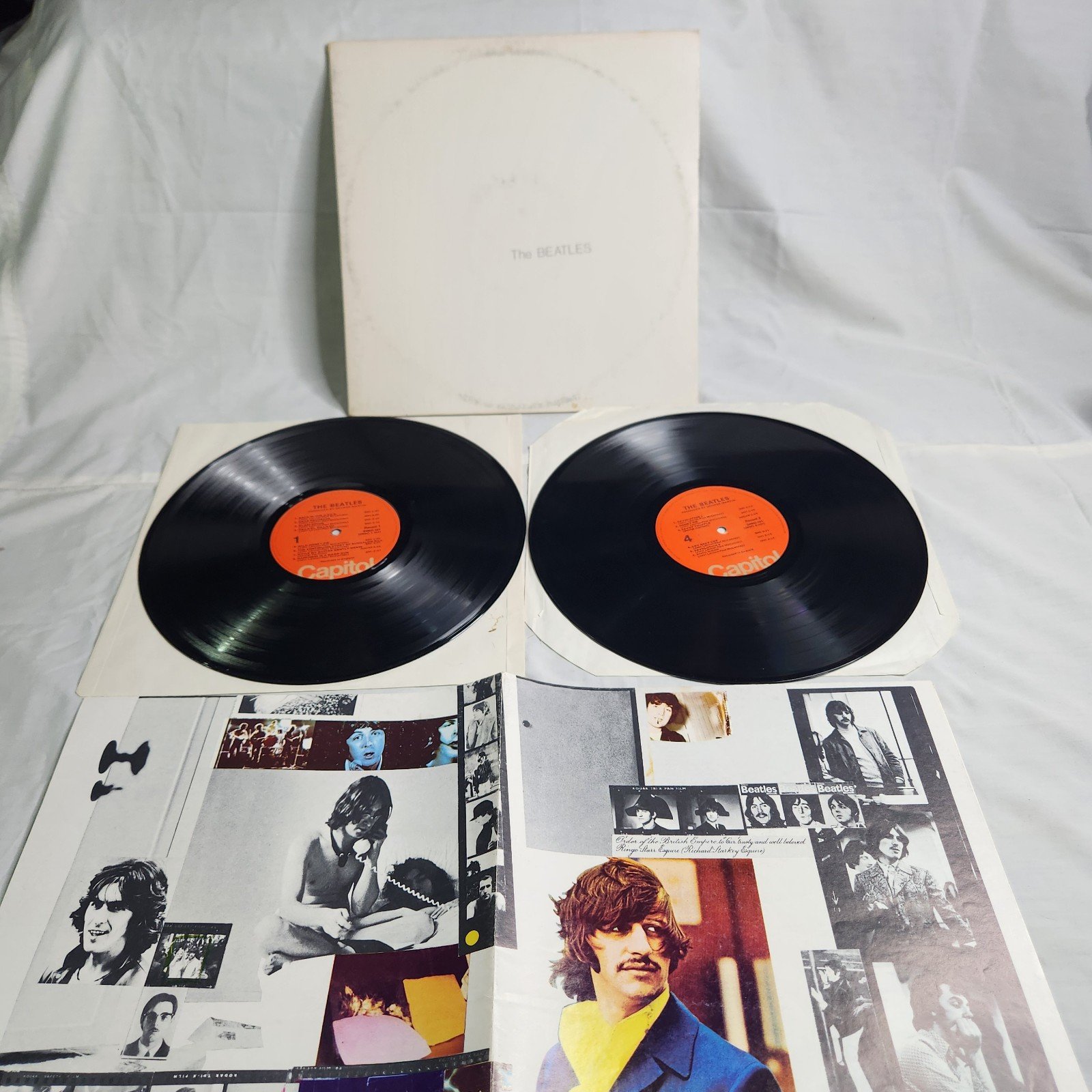THE BEATLES - White Album Capitol SWBO-101 W/ Poster Orange Red Label Vinyl LP