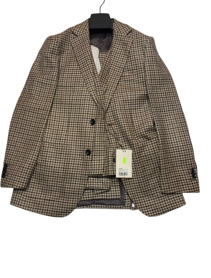 Suit Supply 3-Piece Brown Houndstooth Size 36