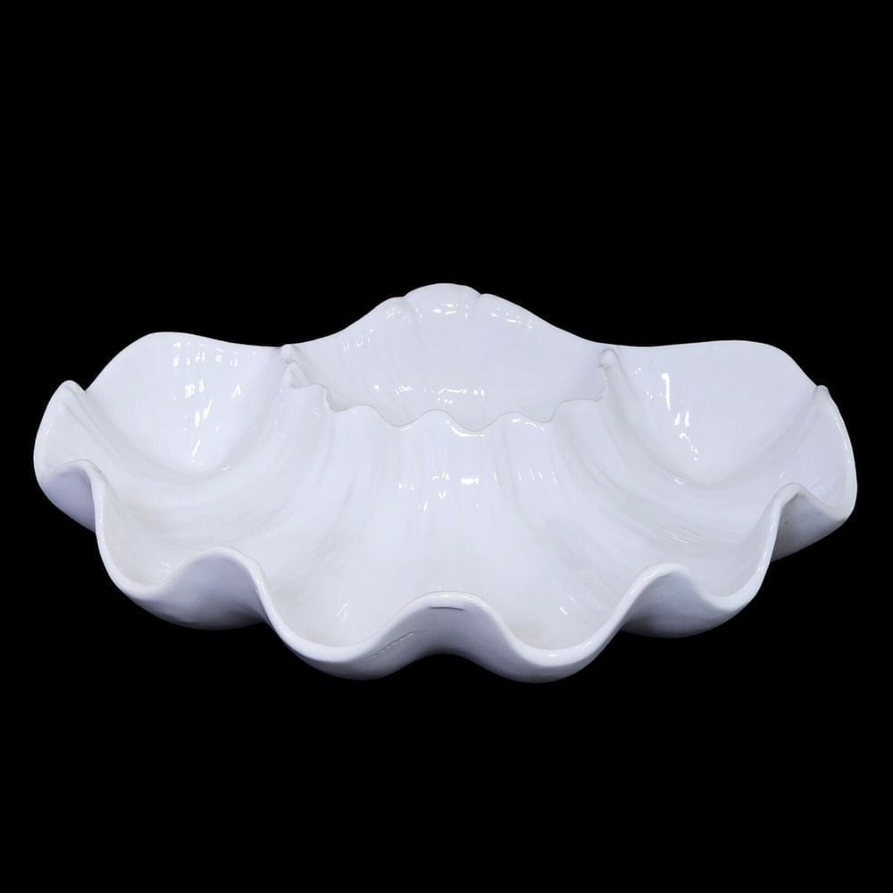 Vintage Clam Sea Shell Chip Dip Serving Dish Ceramic Japan Tiki Nautical