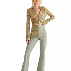 We The Free by Free People Real Deal Slit Vegan Leather Pants in Seagrass Sz25