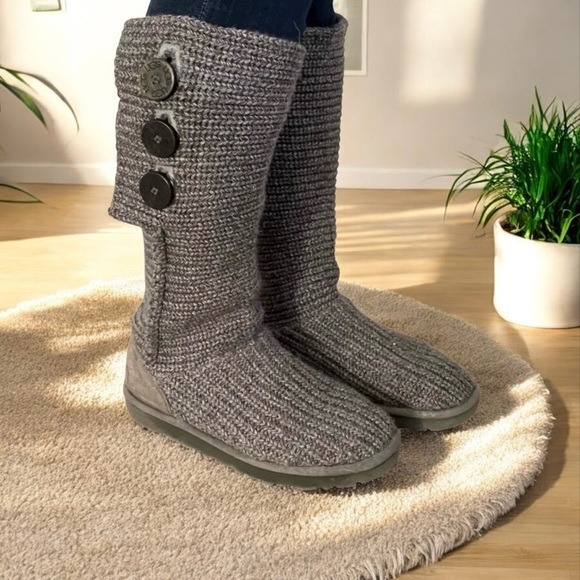 Ugg boots Cozy Gray Knit Button Boots