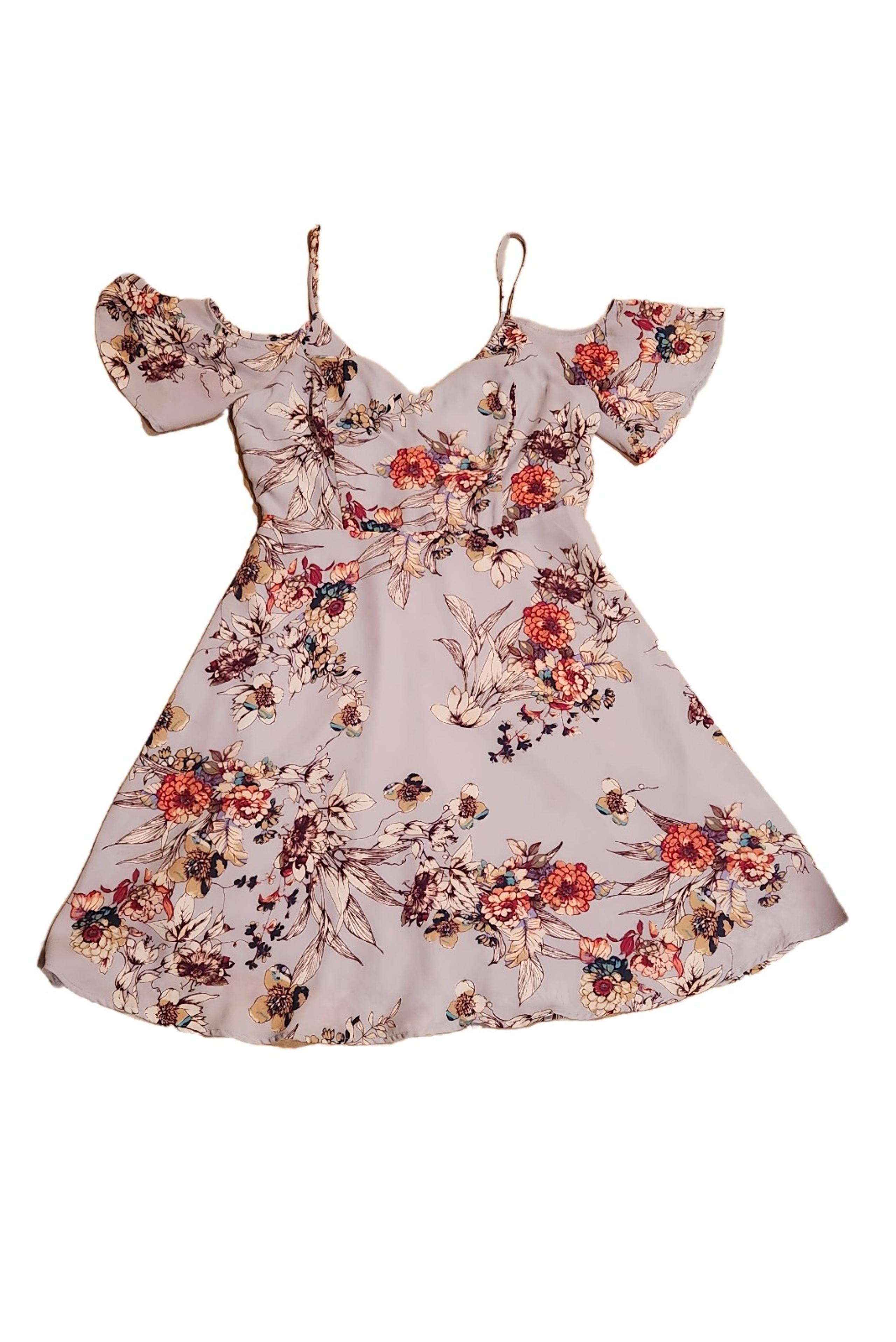 Lush Floral Cold Shoulder Mini Dress- Medium