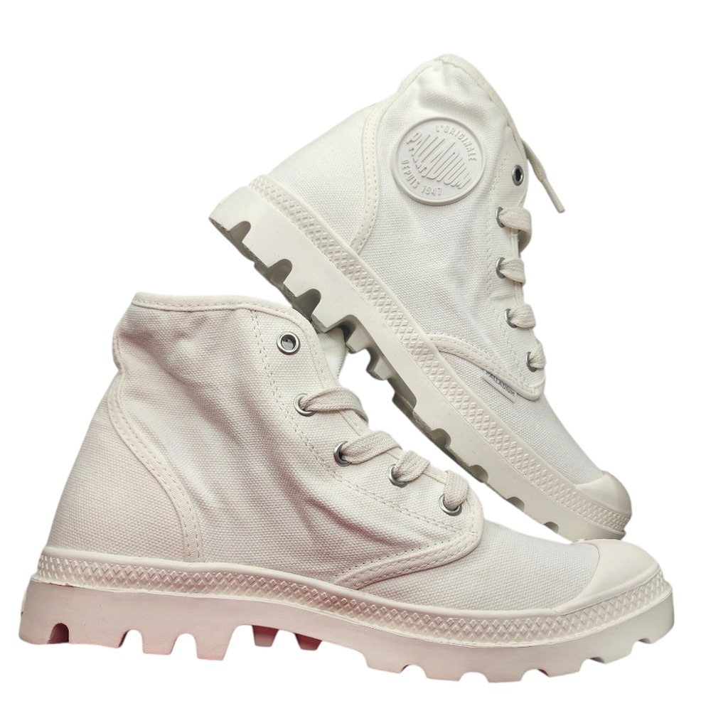 Palladium Women's White Canvas Sneakers Pampa Hi, Size 7