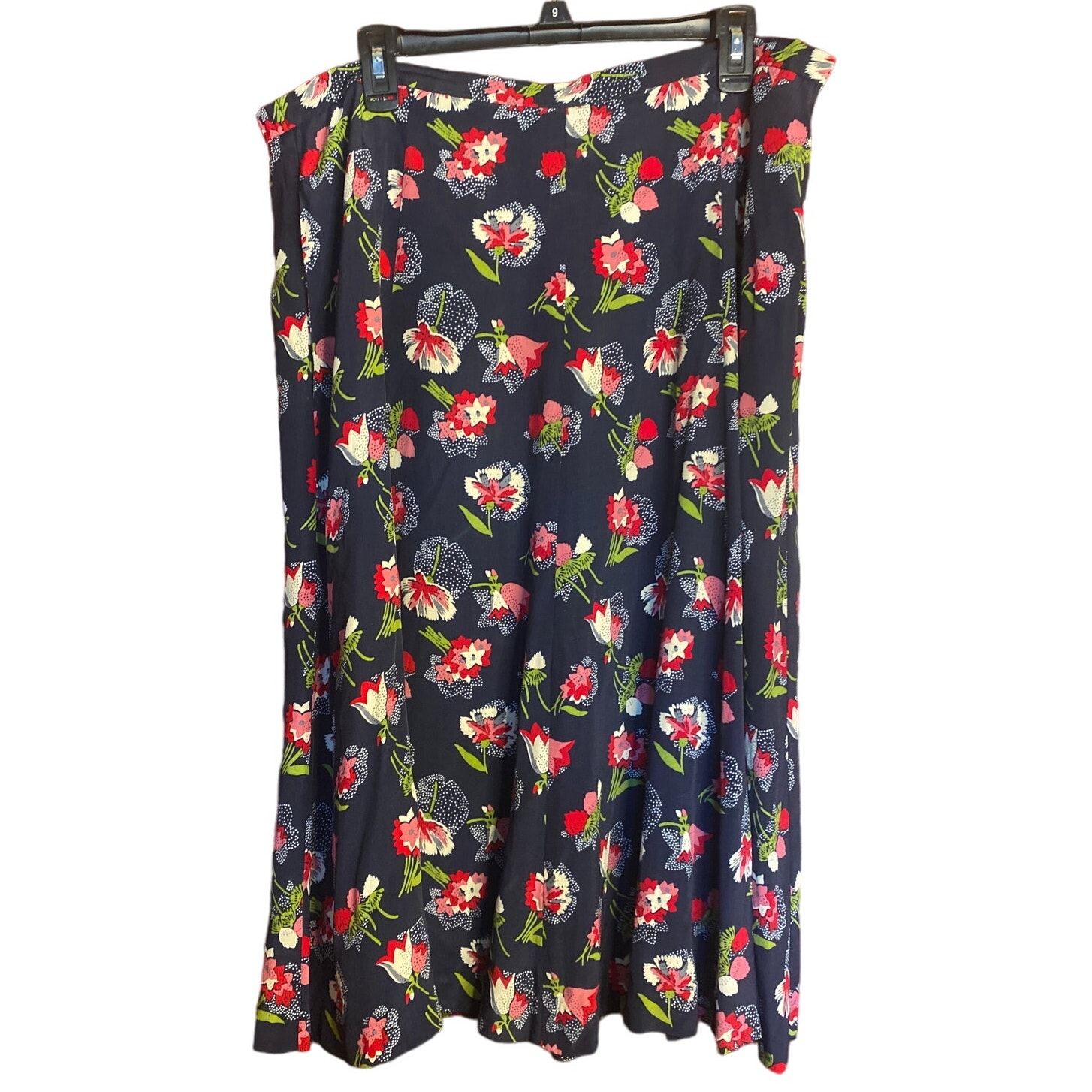 VINTAGE Koret Navy Floral Skirt 14