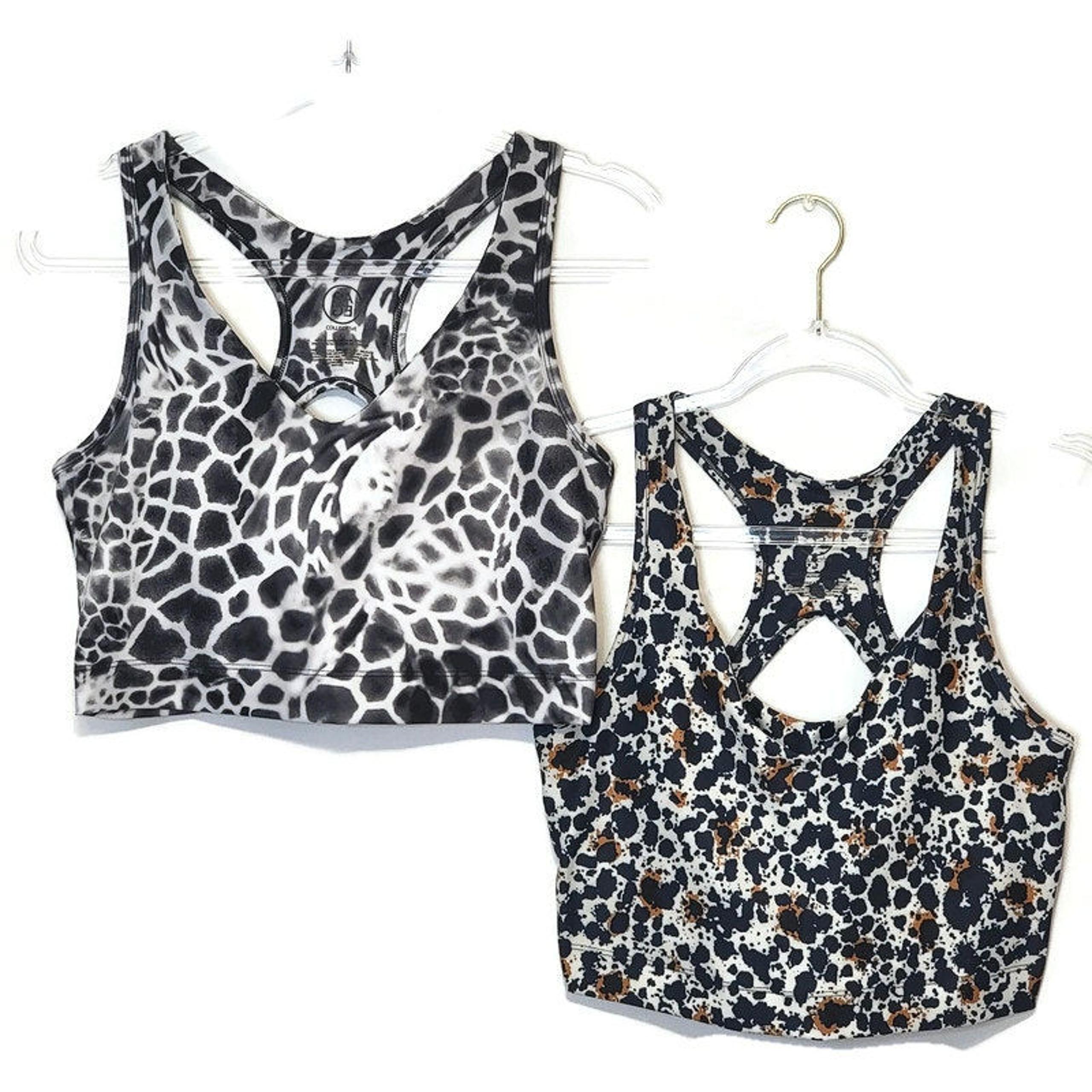 SAGE Collective Sports Bra Shelf Bra Athletic Athleisure Black and White Size L