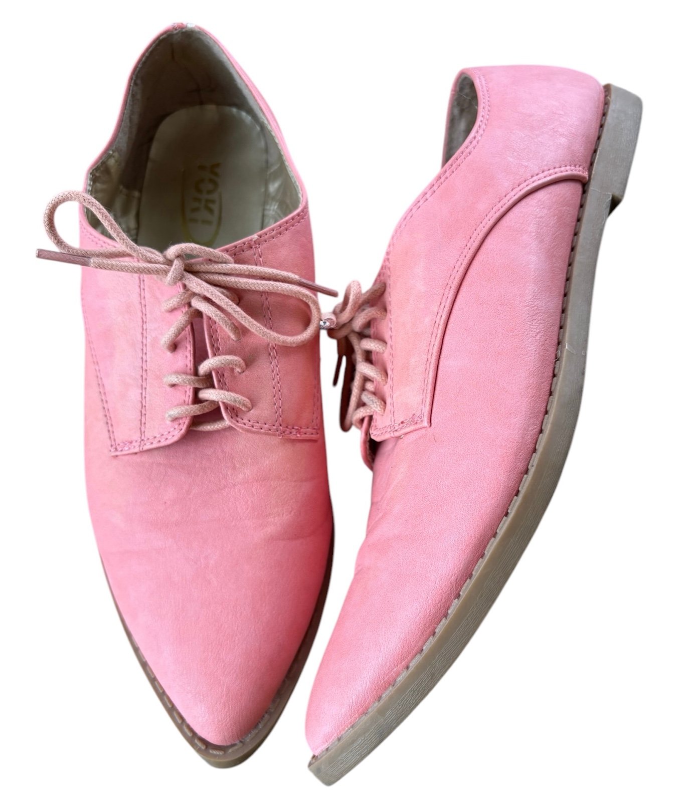 Yoki ‘Jimmy’ Women's Pink Leather Oxford Lace-Up Shoes