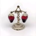 Strawberry Salt and Pepper Shakers Ruby Red Glass Japan EP ZINC Vtg Rare