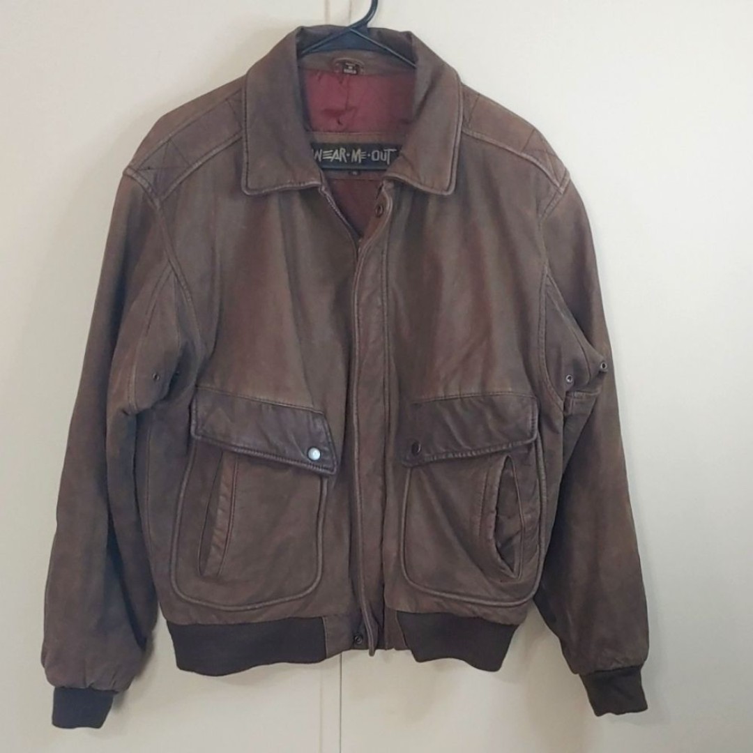 Vintage Wear-Me-Out Unisex Leather Bomber Jacket Size 40