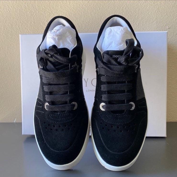 Jimmy Choo Hawaii/F Lace-up Calf Suede Sneakers Shoes, Size 6