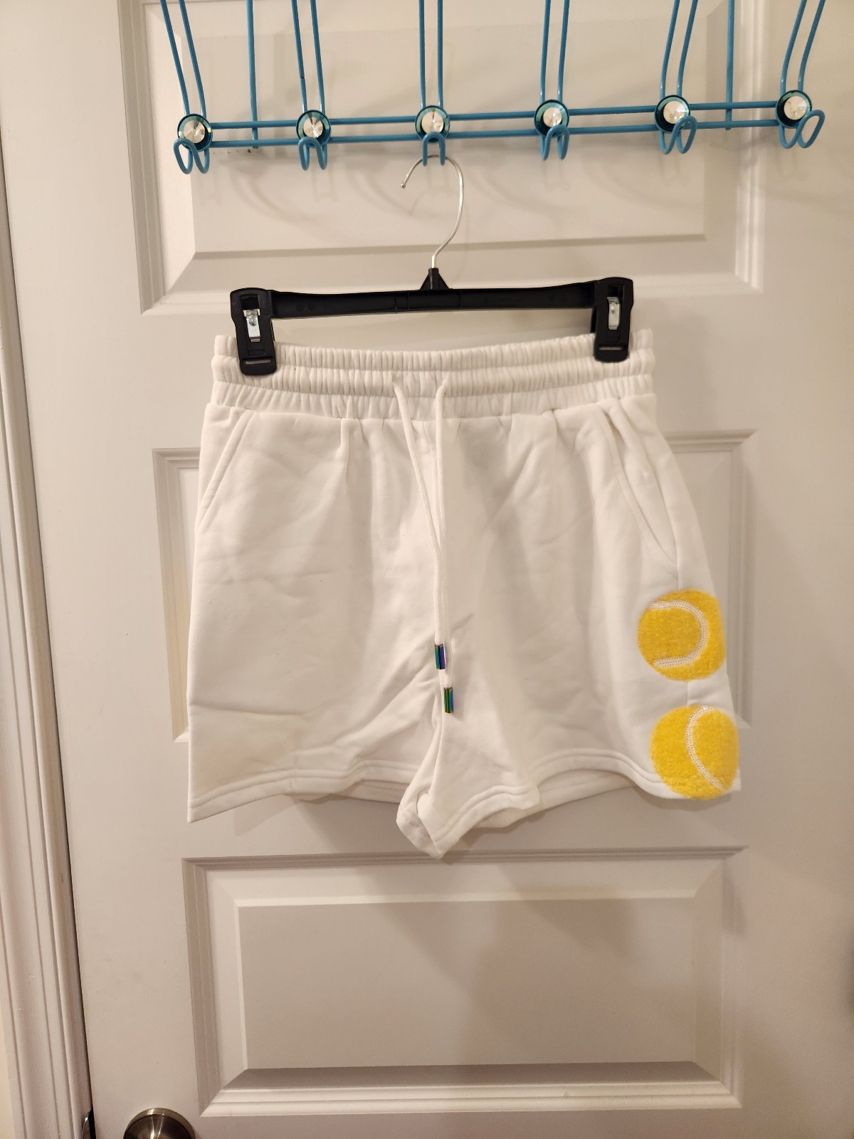 Queen Of Sparkles Tennis White Yellow Shorts Size S Drawstring