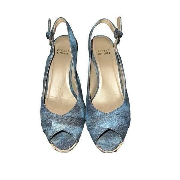 Stuart Weitzman Antique Denim Espadrille Wedge 7.5