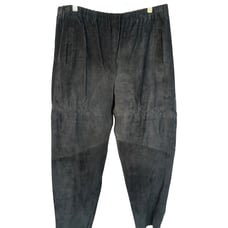 Vintage Y2K Black Leather Elastic Waist Structured Goth Retro Witch Ankle Pants