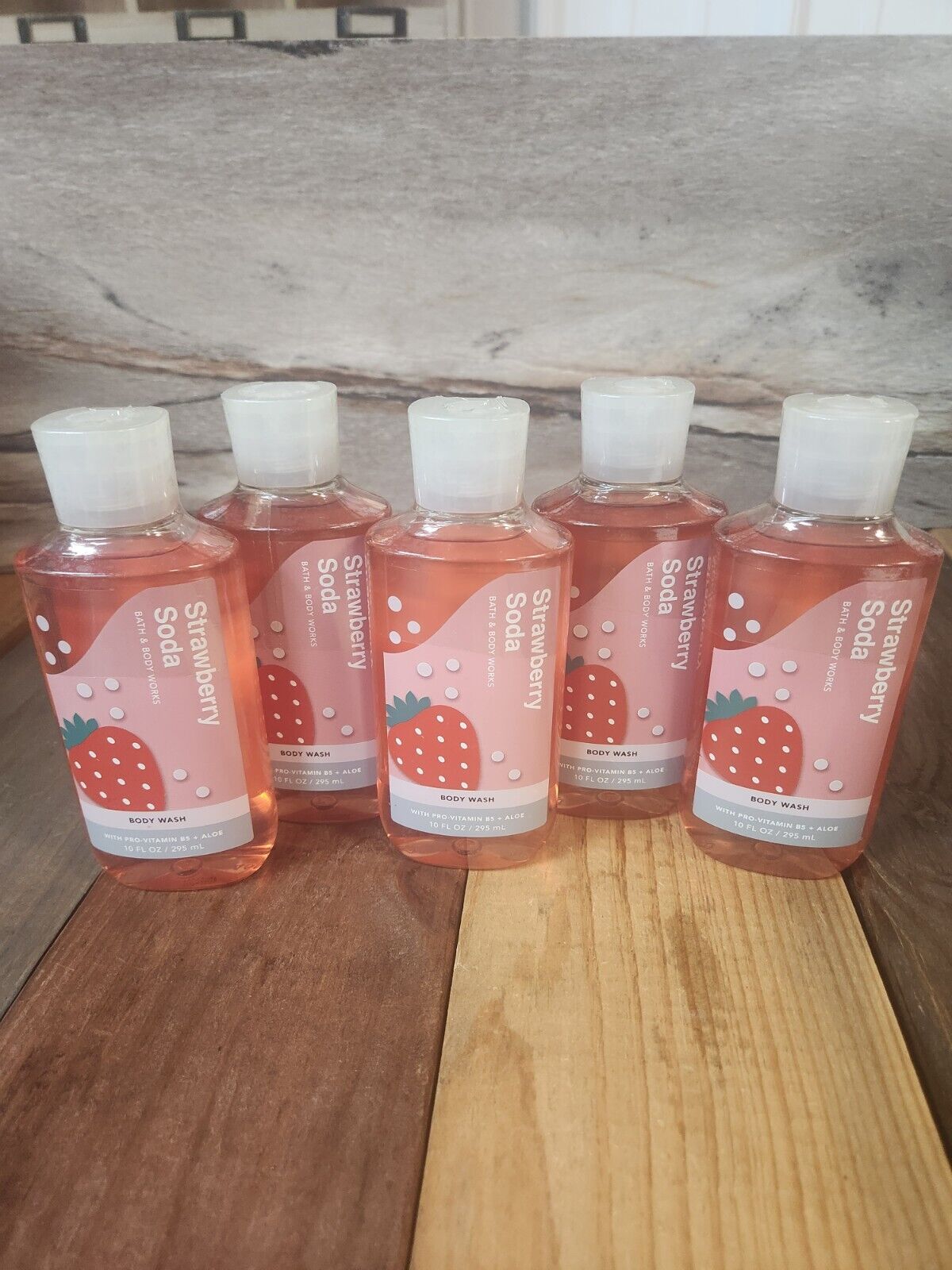 5PK Bath & Body Works Strawberry Soda Gel Body Wash NEW