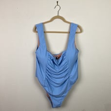 J. Crew | Light Blue Ruched Square Neck One Piece Swimsuit 22 Plus