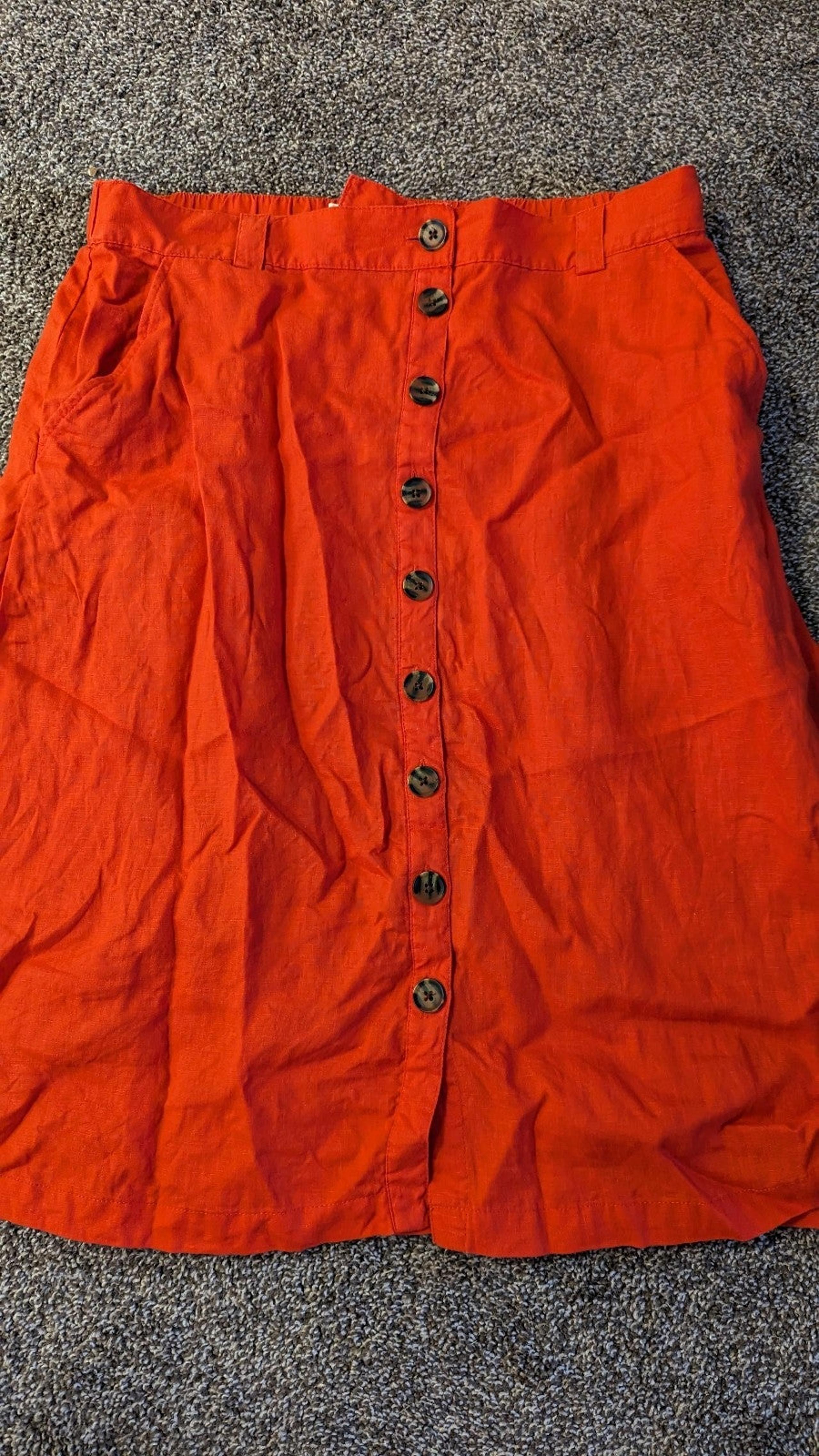 Christian Siriano Orange Linen Skirt - XL