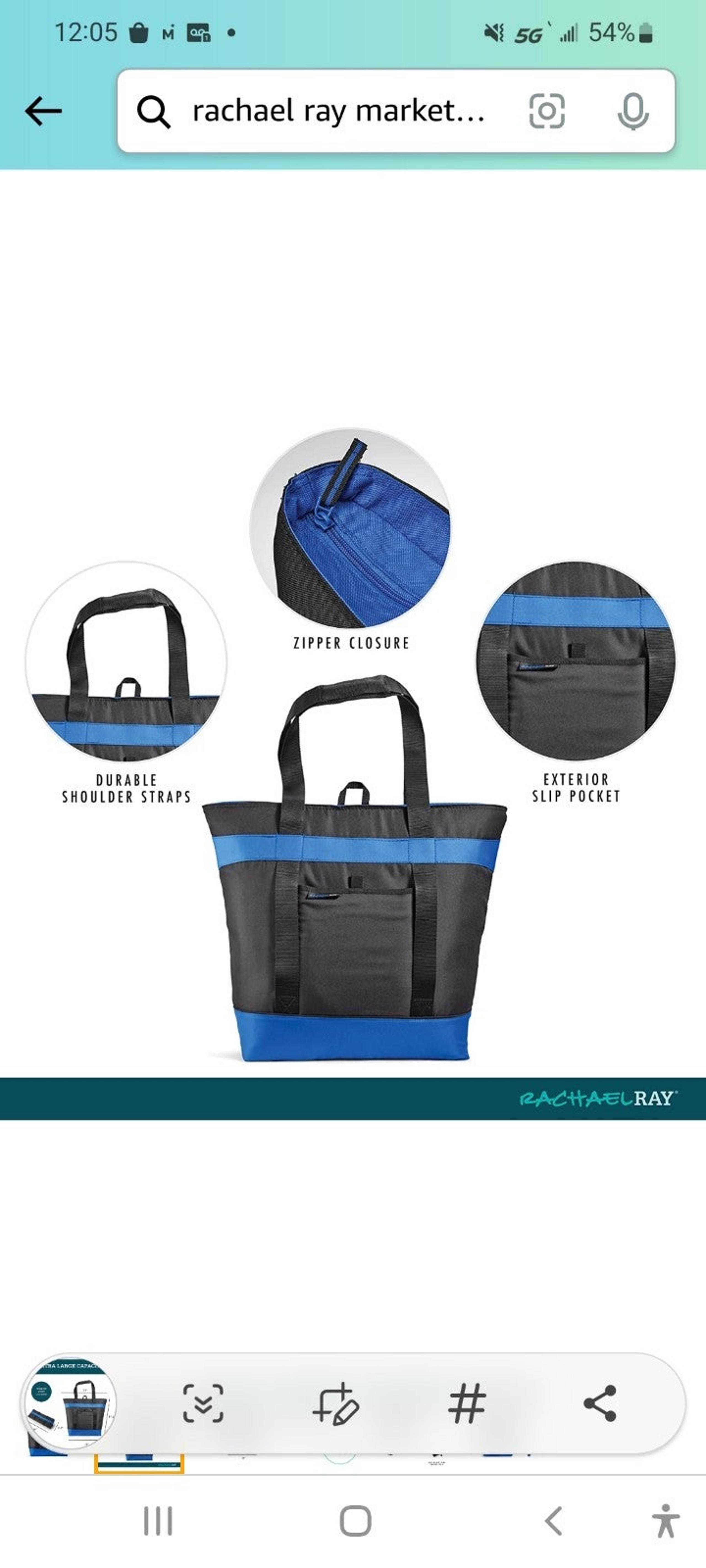 Rachael Ray Jumbo Chillout Thermal Tote, Foldable Insulated & Reusable Food Bag