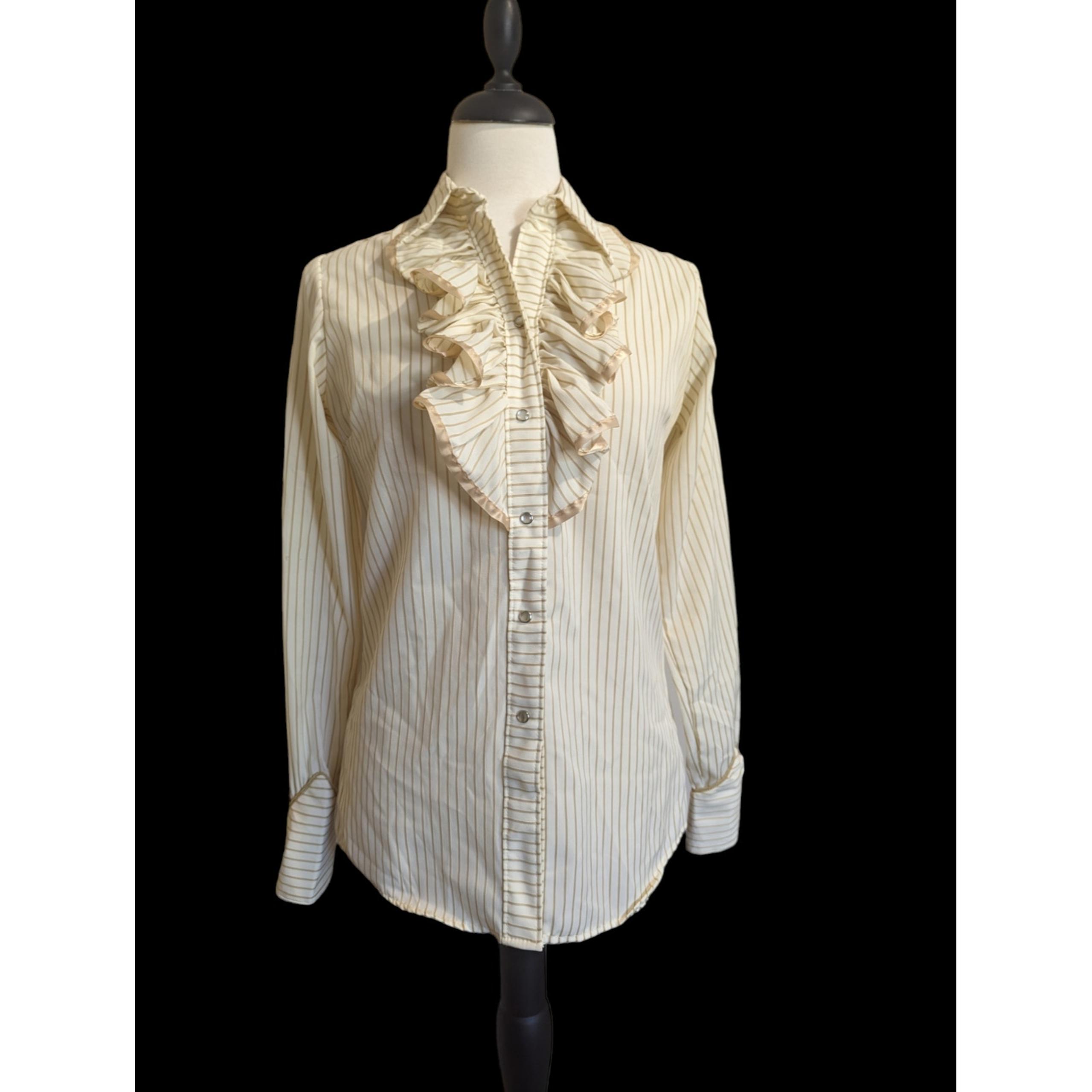 Vintage Rockmount Ranch Wear Western Ruffle Pearl Snap Button Up Small