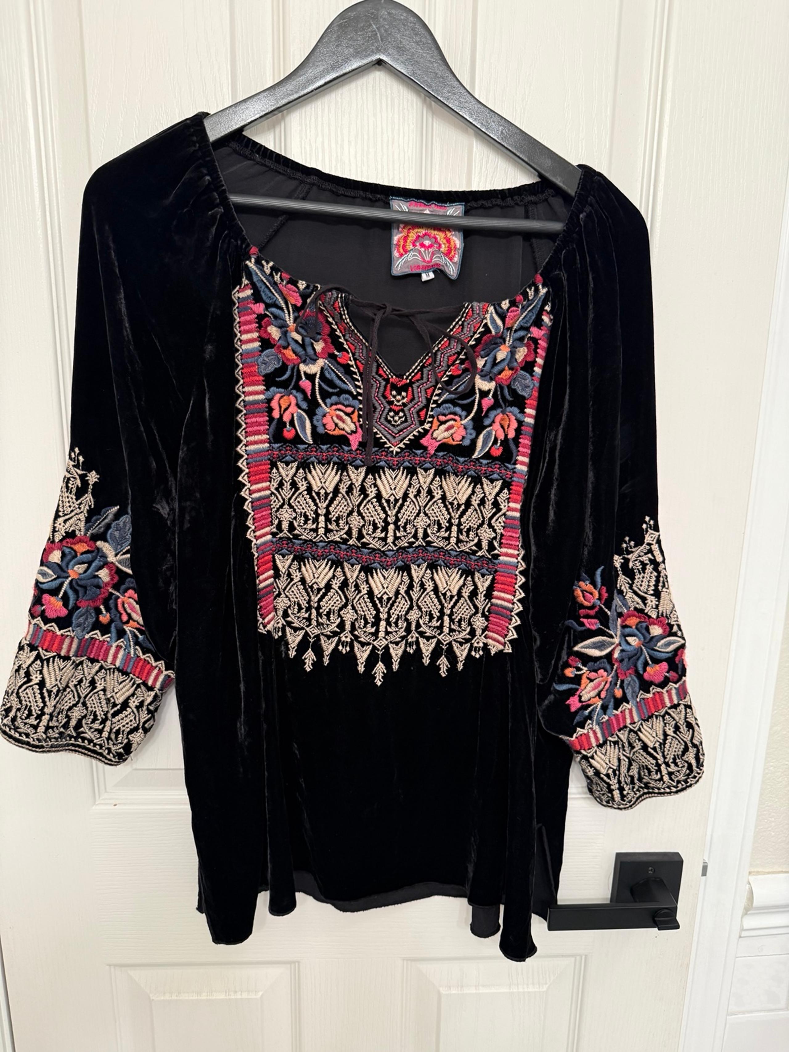Johnny Was blouse black and colorful size M