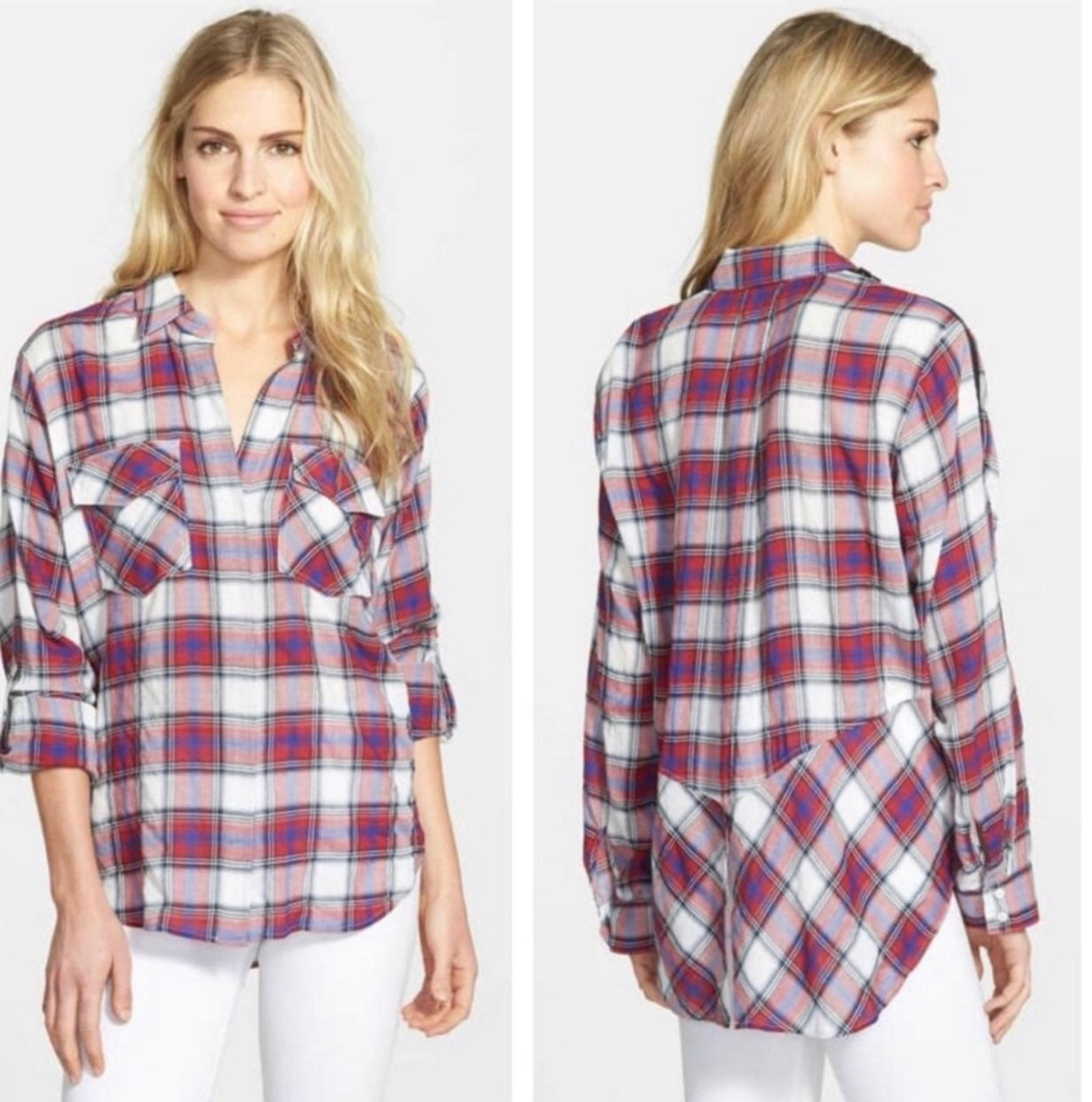 Sam Edelman Button Front Plaid Shirt