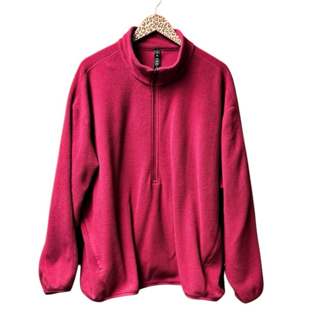 Lululemon Oversized-Fit Fleece Half Zip Sweatshirt Pullover Pomegranate XL