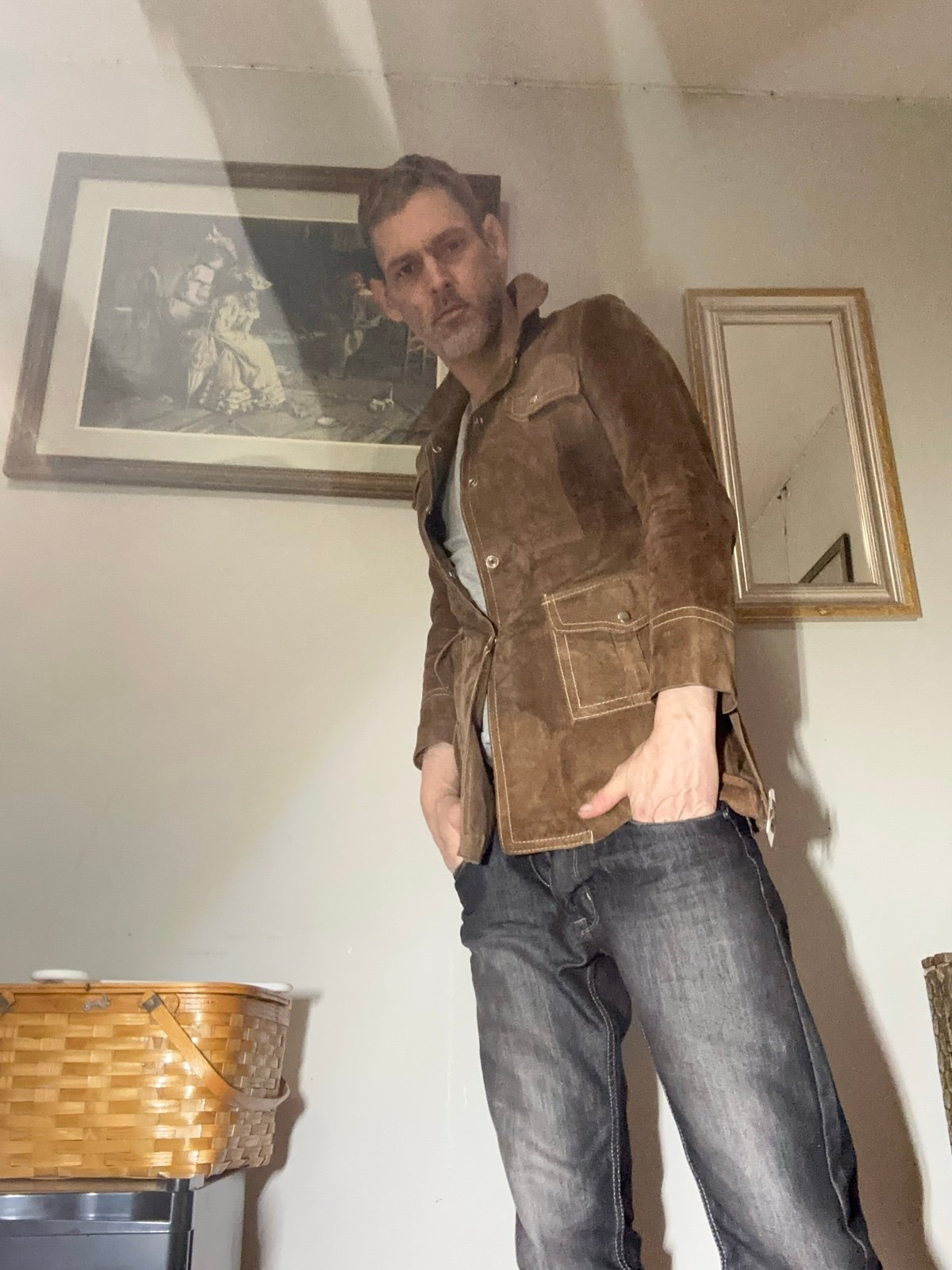 Vintage 70’s Tan Suede Leather Safari Western Jacket