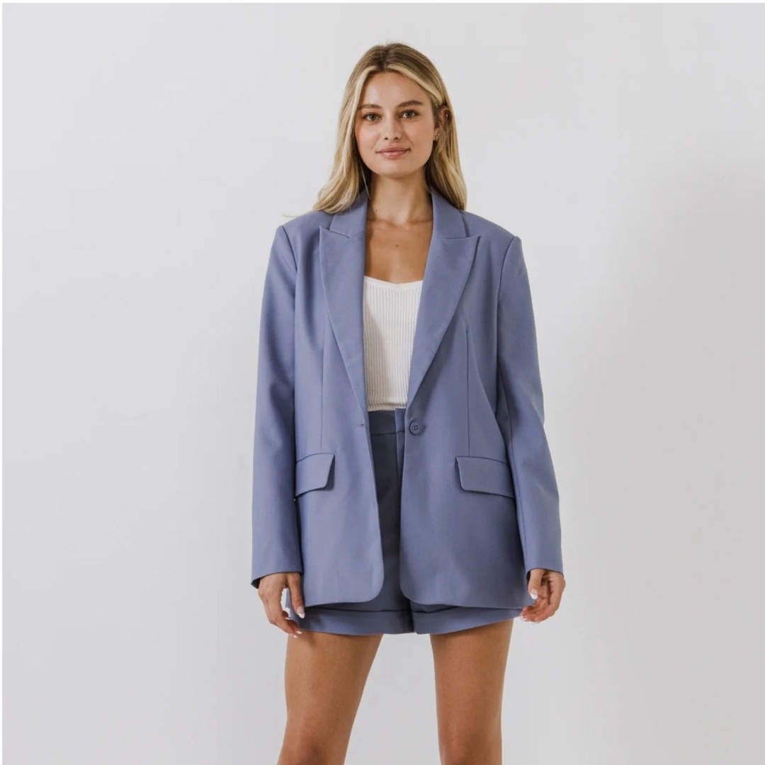 Endless Rose Single Breasted Blazer Size Small NWT Blue One Button