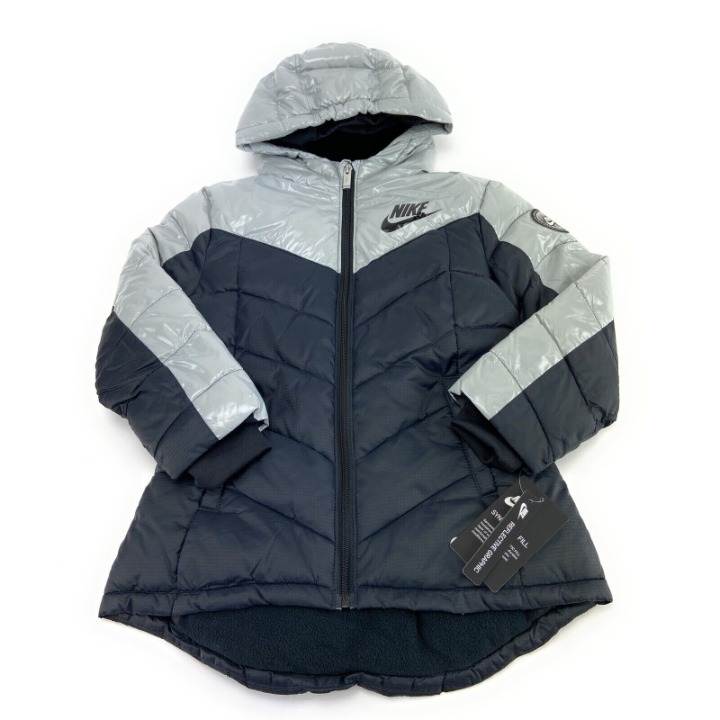 Nike Youth Boy's Black Grey Reflective Puffer Winter Jacket 36G469-023 Size 6