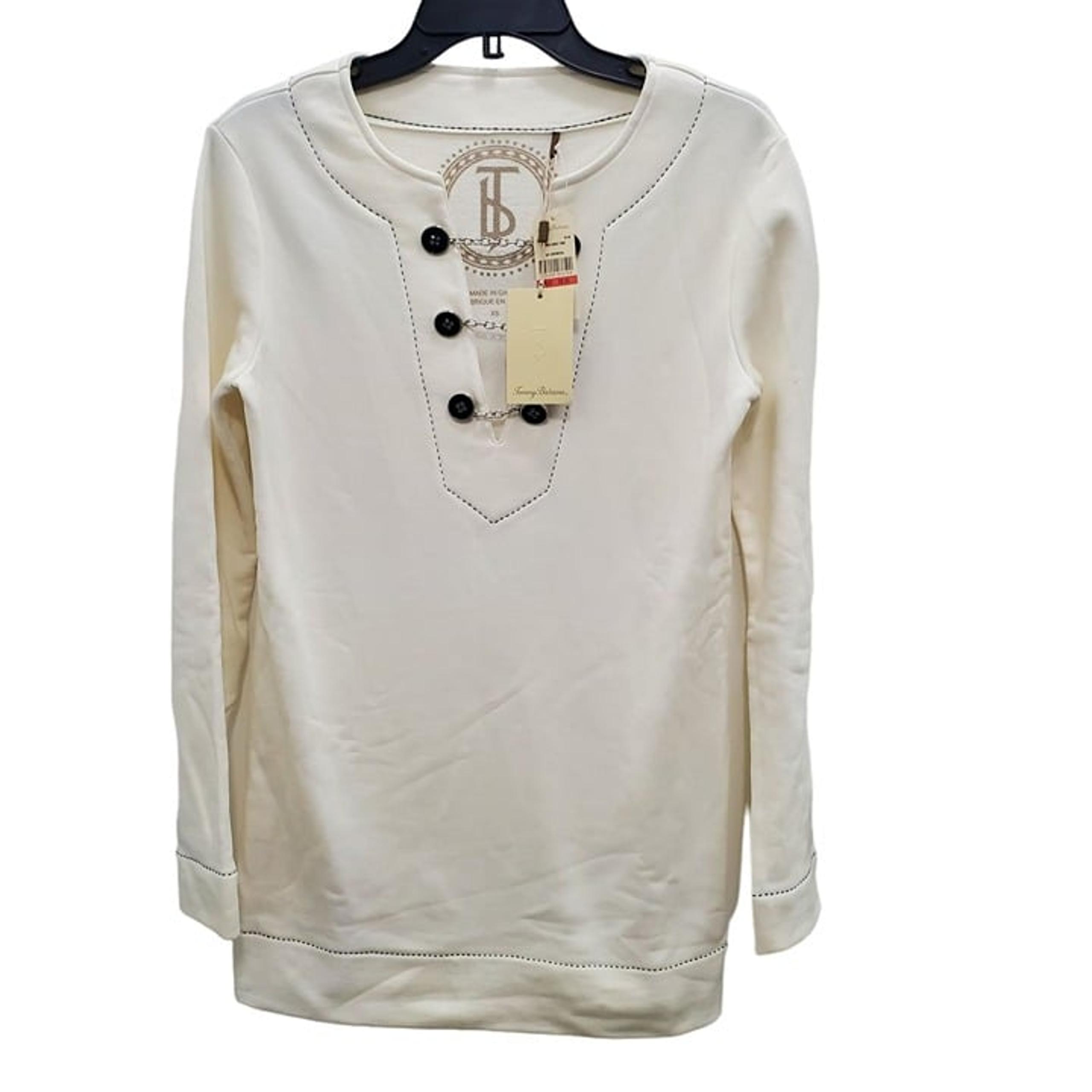 Tommy Bahama Women's Cream Sahara Sunset Tunic Long Sleeve Chain V-Neck NWT XS
