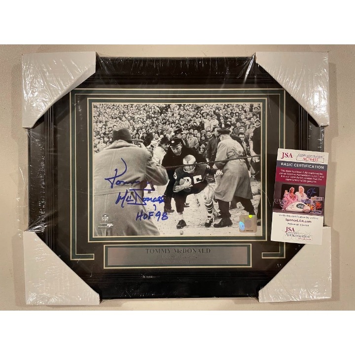 Tommy McDonald signed autographed inscribed Eagles 8x10 photo framed JSA#AC76455
