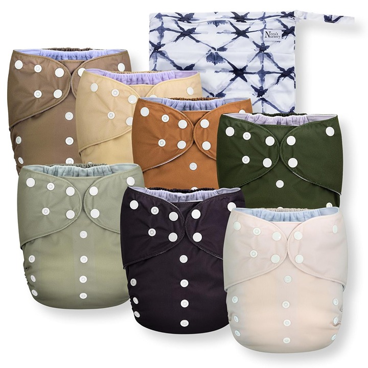 Nora's Nursery Large Pocket Cloth Diaper 7 Pack, with wet bag, new in bag