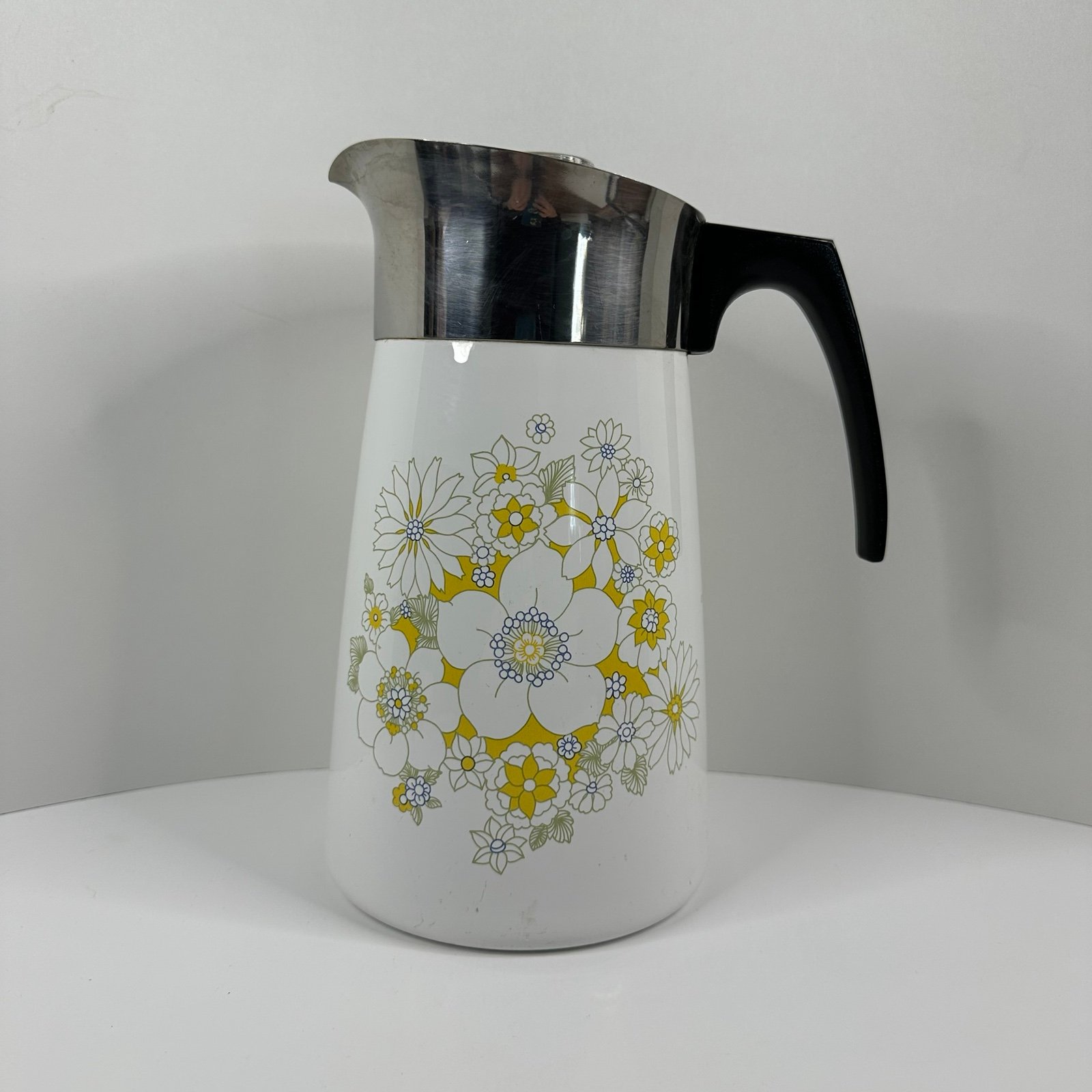 Corning Ware Floral Bouquet 2nd Edition Stovetop 9 cup Coffee Percolator Vintage