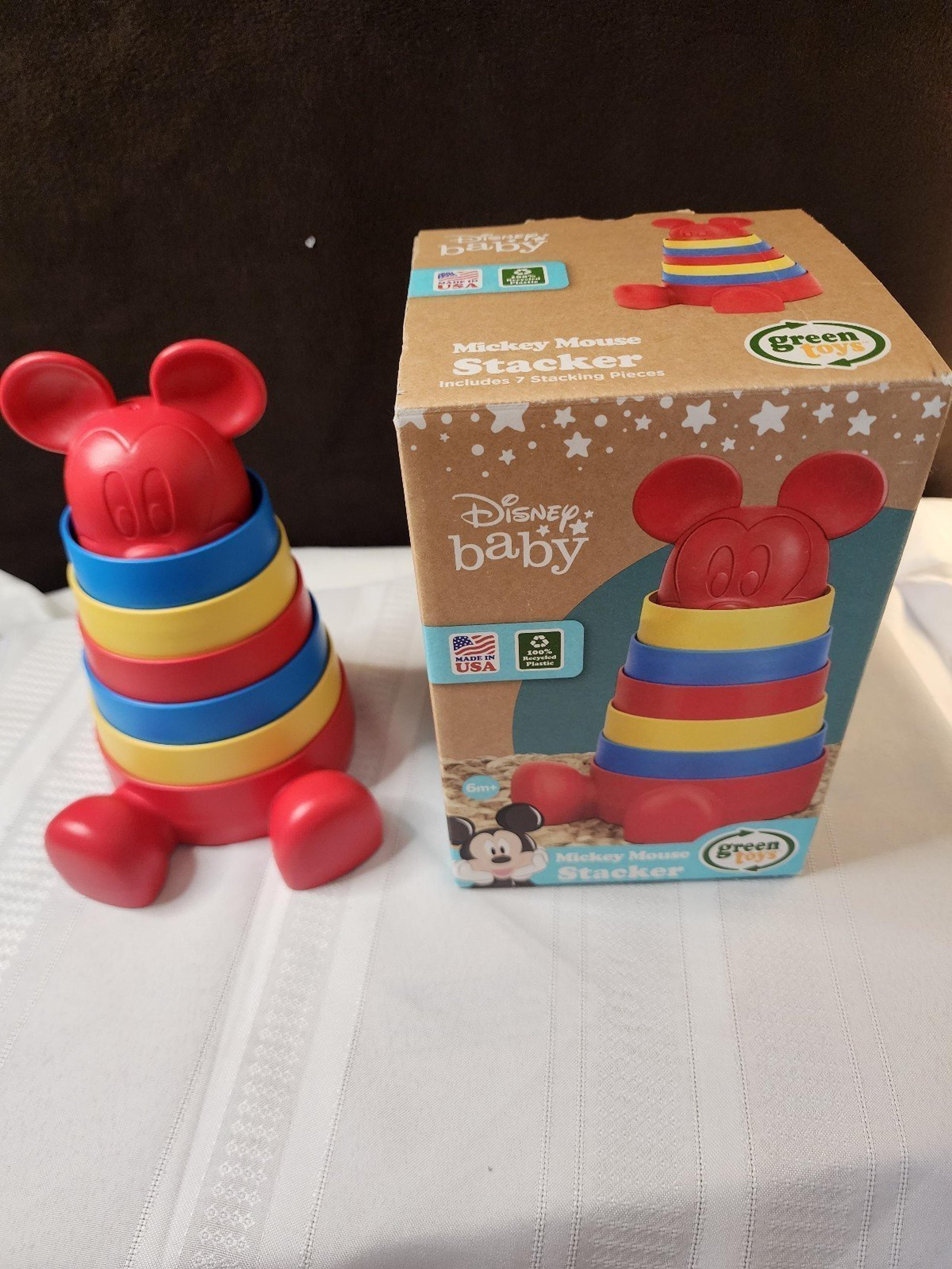 New Baby Stacker Toy Disney Baby Mickey Mouse Stacking Toy Green Toys NIB D2