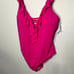 Bleu Rod Beattie Hot Pink Ruffle Lattice Plunge One Piece Swimsuit 20W