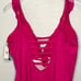 Bleu Rod Beattie Hot Pink Ruffle Lattice Plunge One Piece Swimsuit 20W