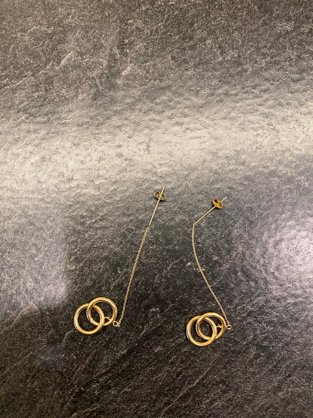 14k yellow gold dangle hoop earrings