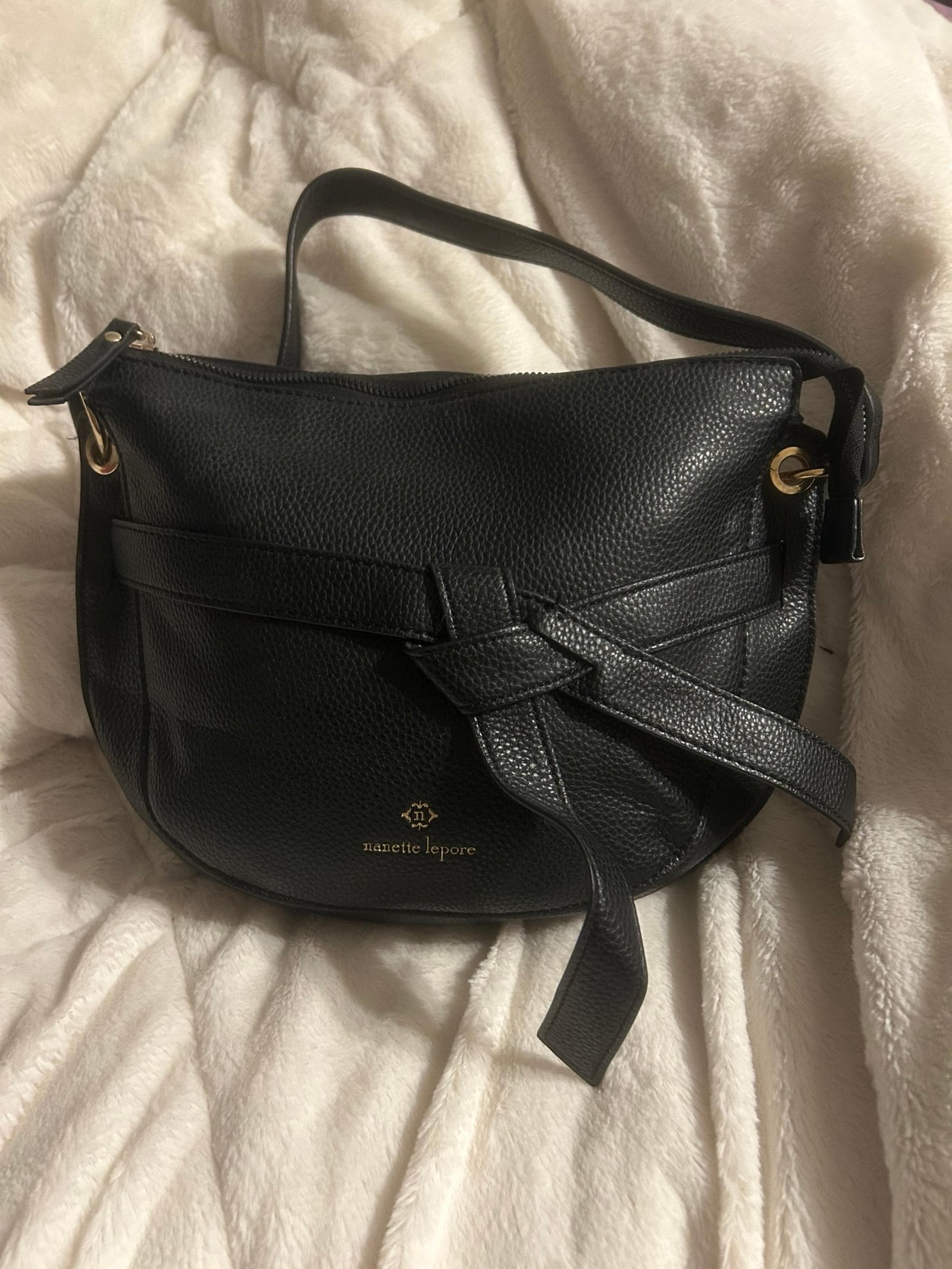 Nanette Lepore Black Crossbody Bag with Bow Detail