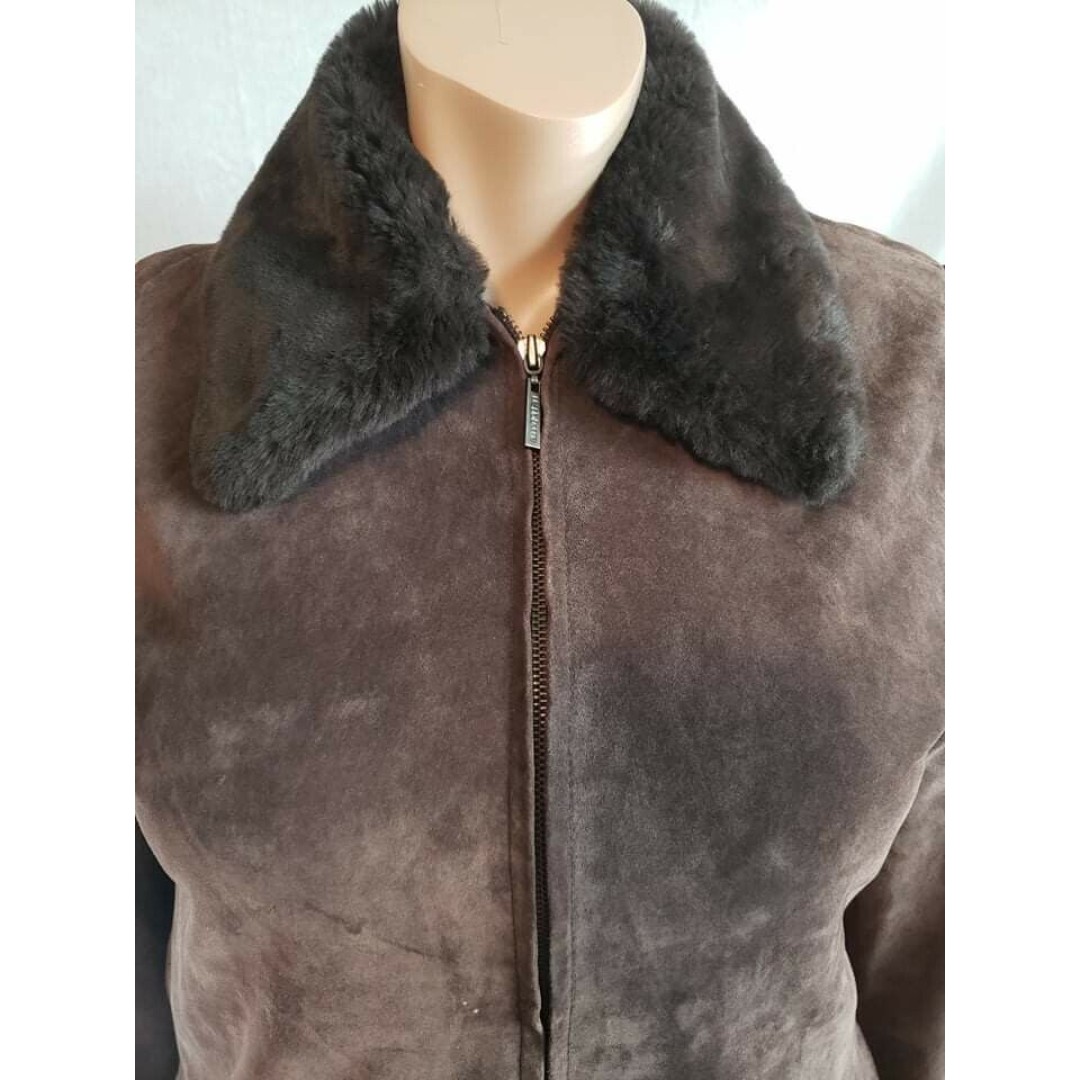 Women's Liz Claiborne Brown Sz. Large Soft Leather Jacket/coat. Faux fur collar.