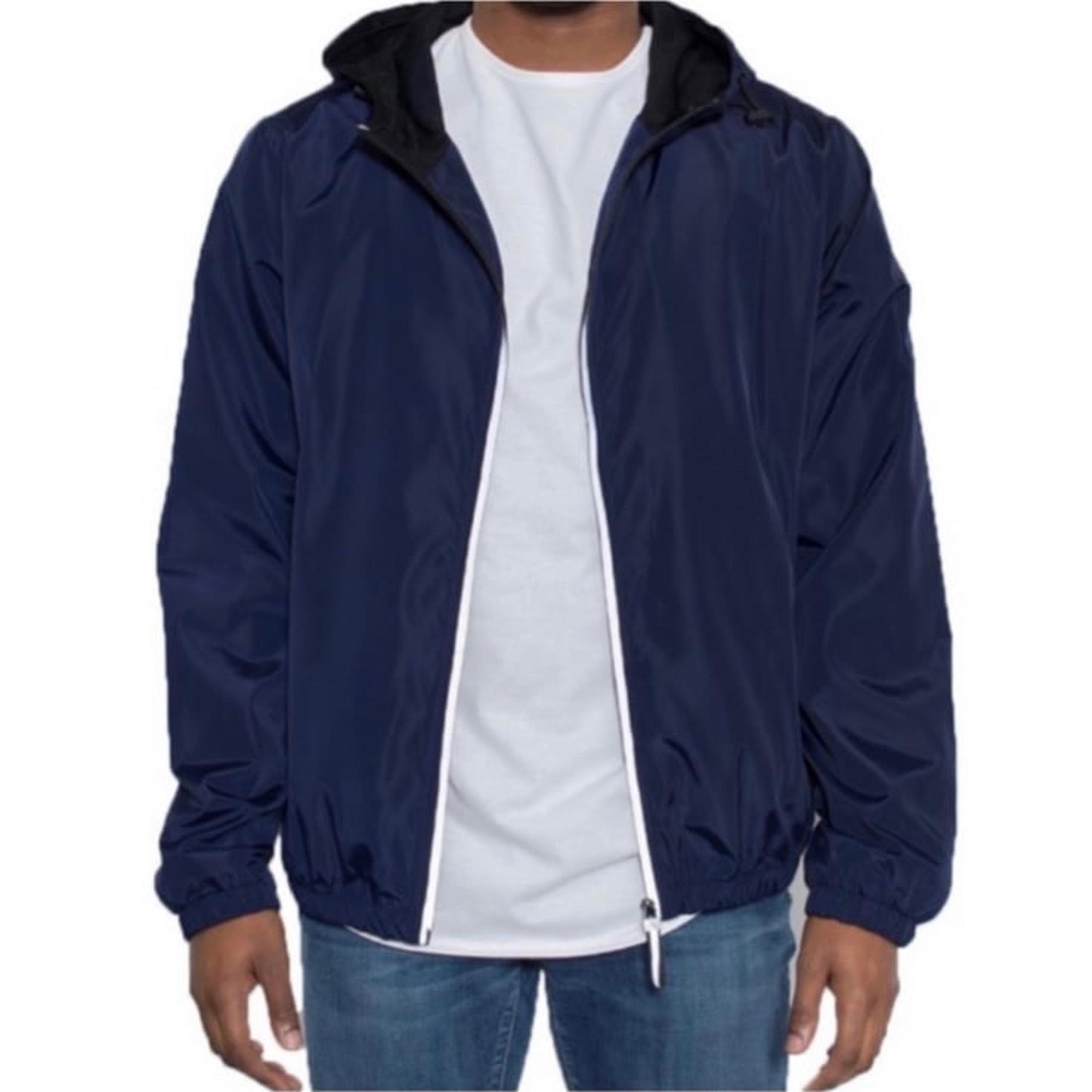 MENS NAVY BLUE REFLECTIVE WINDBREAKER JACKET SIZE SMALL