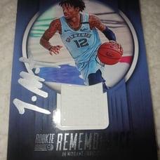 JA MORANT ROOKIE REMEMBRANCE AUTOGRAPHED JERSEY CARD 2023-24 HOOPS! READ COOL.