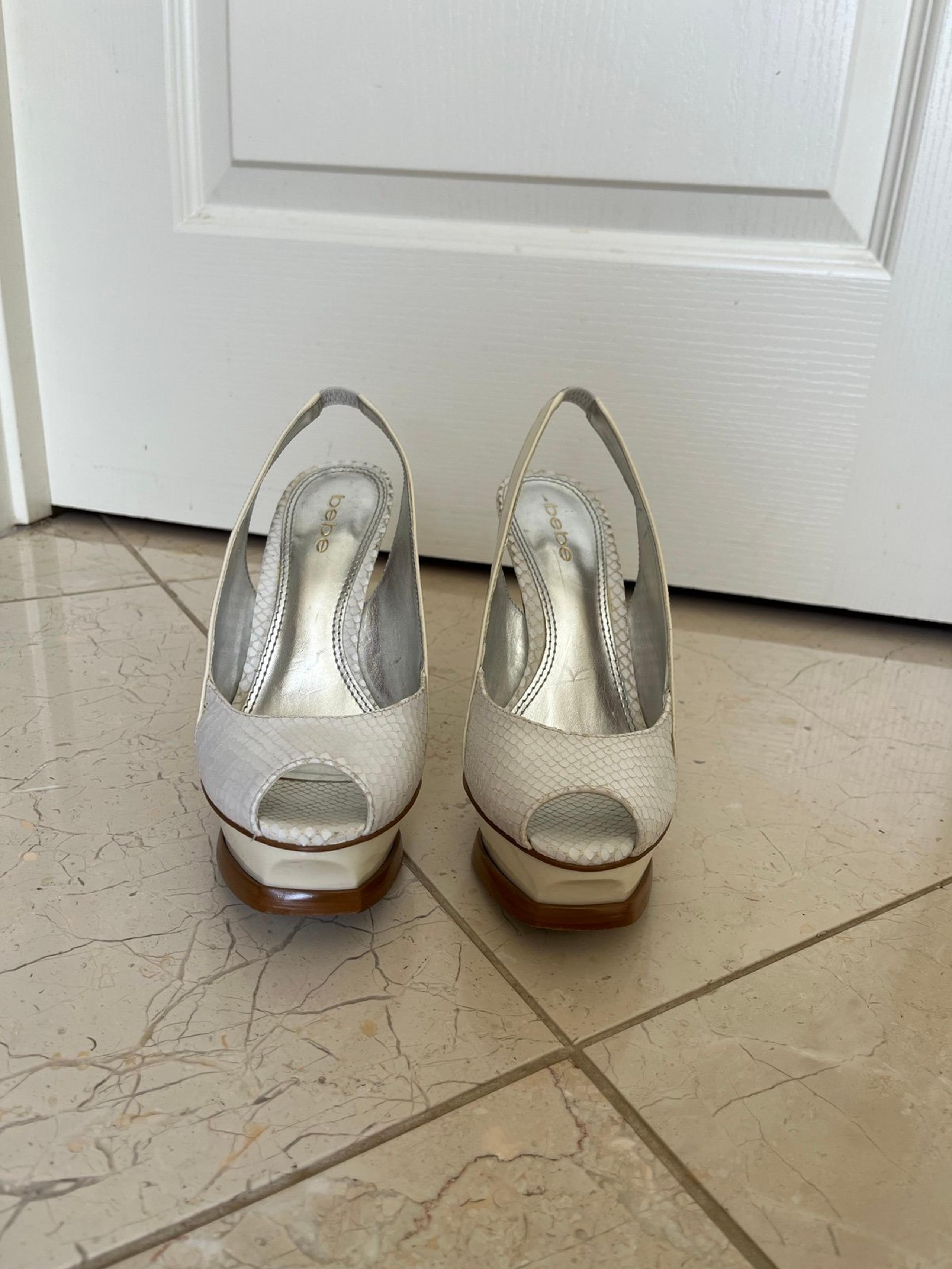 BEBE White High Heels Size 8