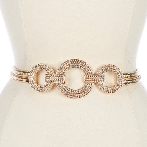 Natasha Women's 2.5 Triple Circle Stone Stretch Belt, Size: M/L