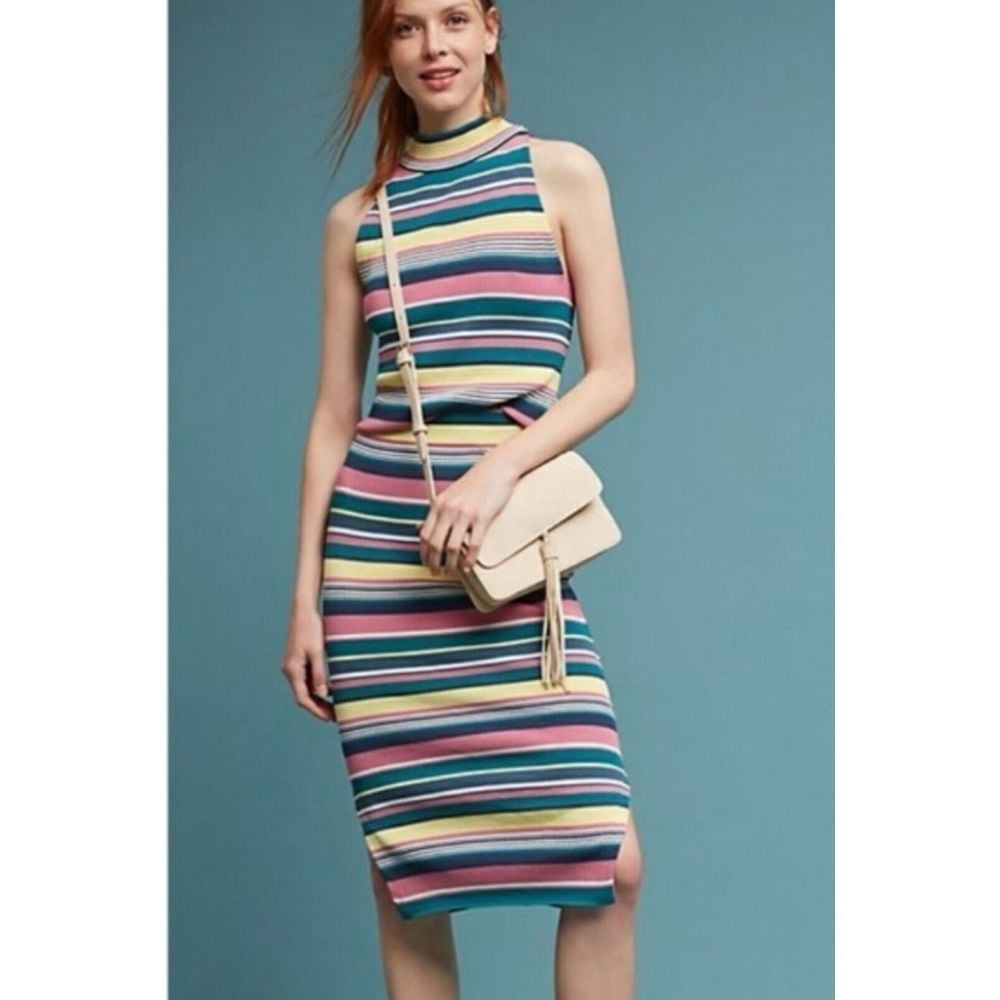Anthropologie Maeve Women's Lana Striped Sweater Skirt Top Small Medium