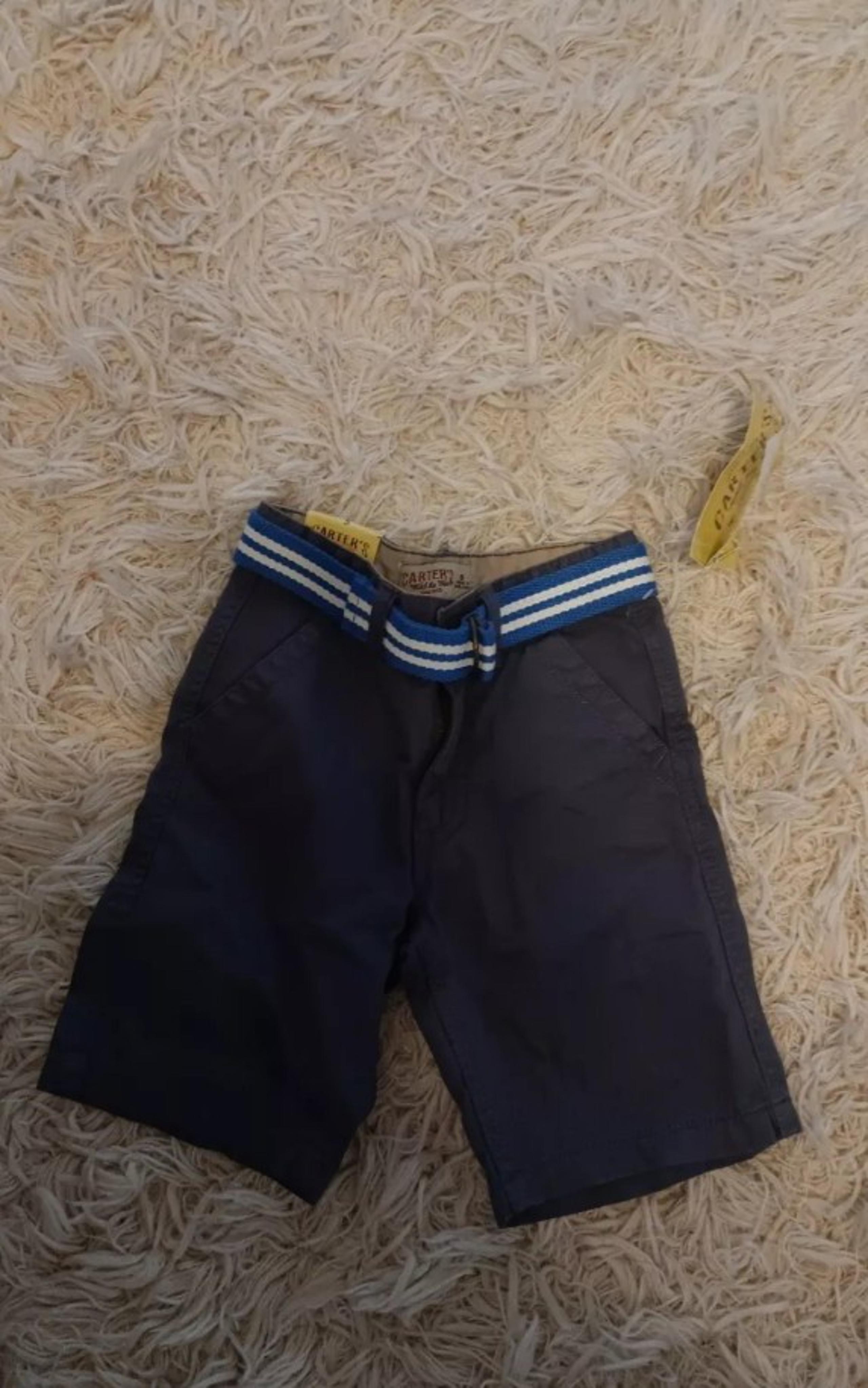 CARTERS GRAY BELTEDWAIST SHORTS- BOYS SIZE 4 NEW WITH TAGS