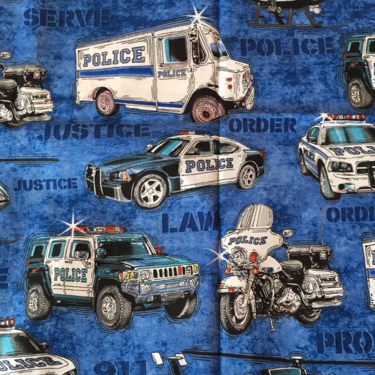 Back The Blue Police / Law Enforcement Print Quilting Fabric