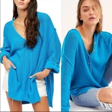 Free People Firefly Tunic Sweater in Blue Size Small