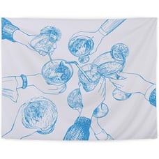 Bar Art Wall Decor, Blue Trendy Retro Cheers Cocktail Champagne Tapestry Hang