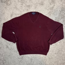 Polo Ralph Lauren Pima Cotton V-Neck Sweater Pullover Burgundy Men's Sz XXL